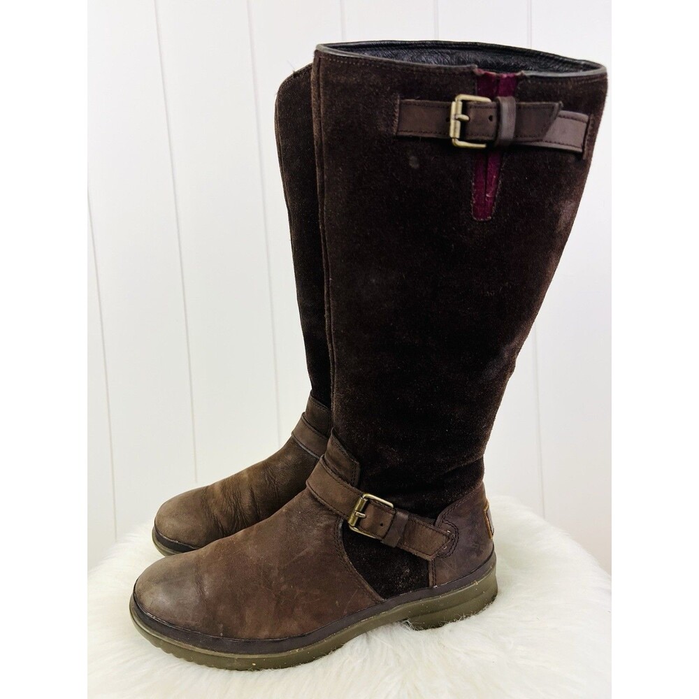 UGG Australia Thomsen Brown Leather Suede Shearling Lined Boots Waterproof Sz 7